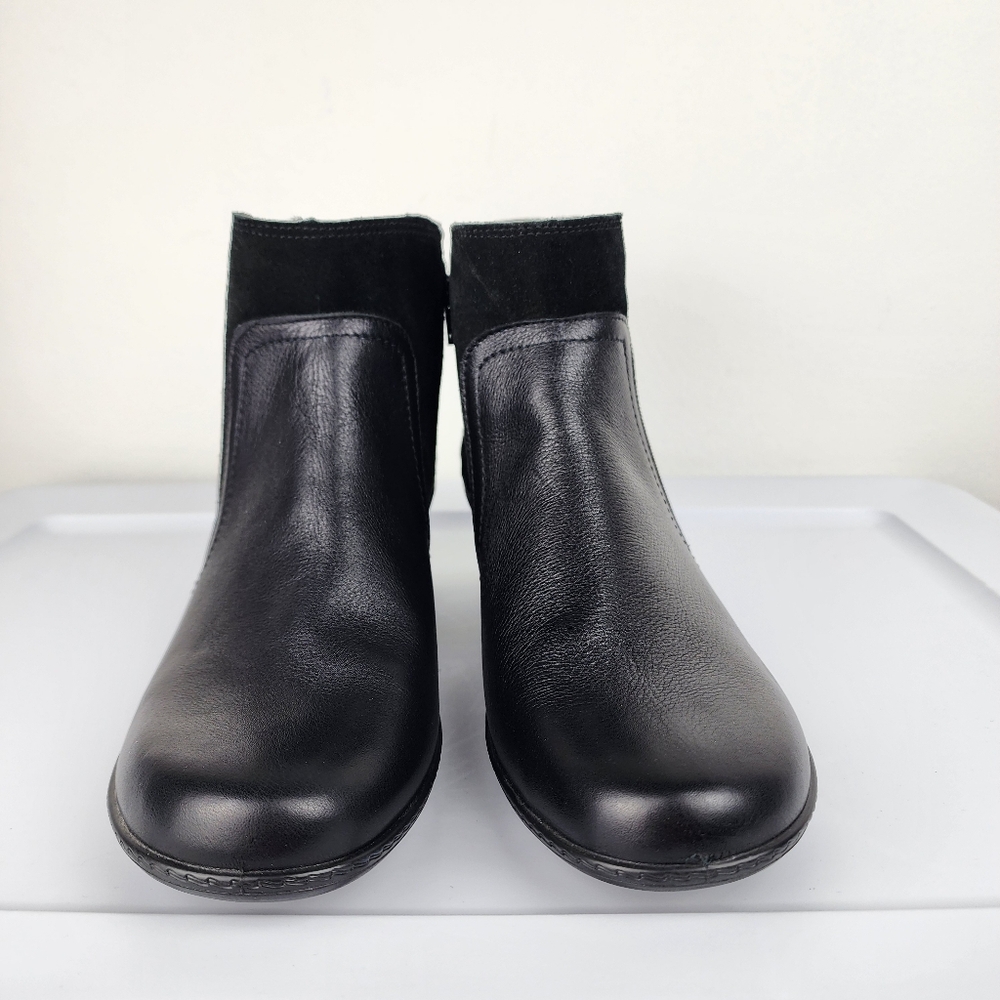 hotter Black Leather Quilted Suede Back Ankle Boots with Side Zip Size 10 - Picture 6 of 14